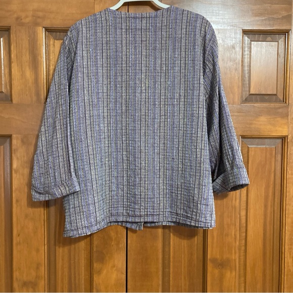 Flax Women's size Large Purple Jacket 100% linen button front - Picture 2 of 7